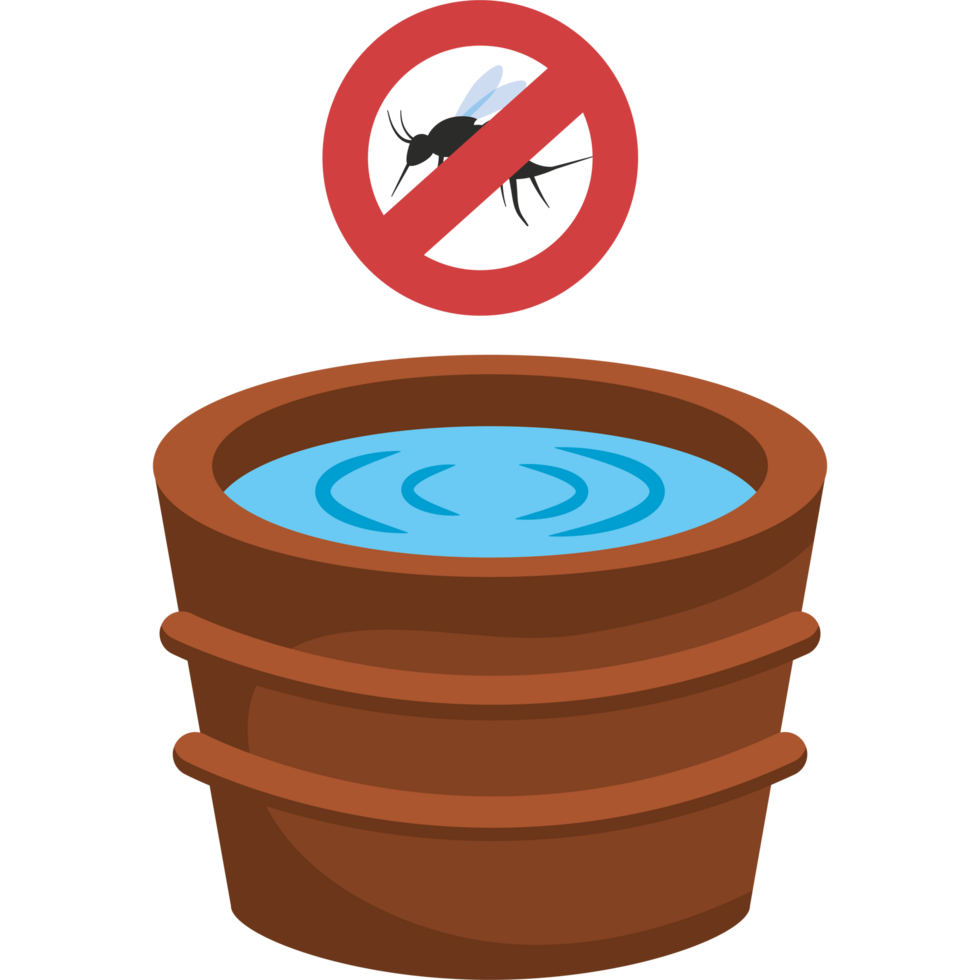 bucket with stagnant water with focus dengue mosquito png