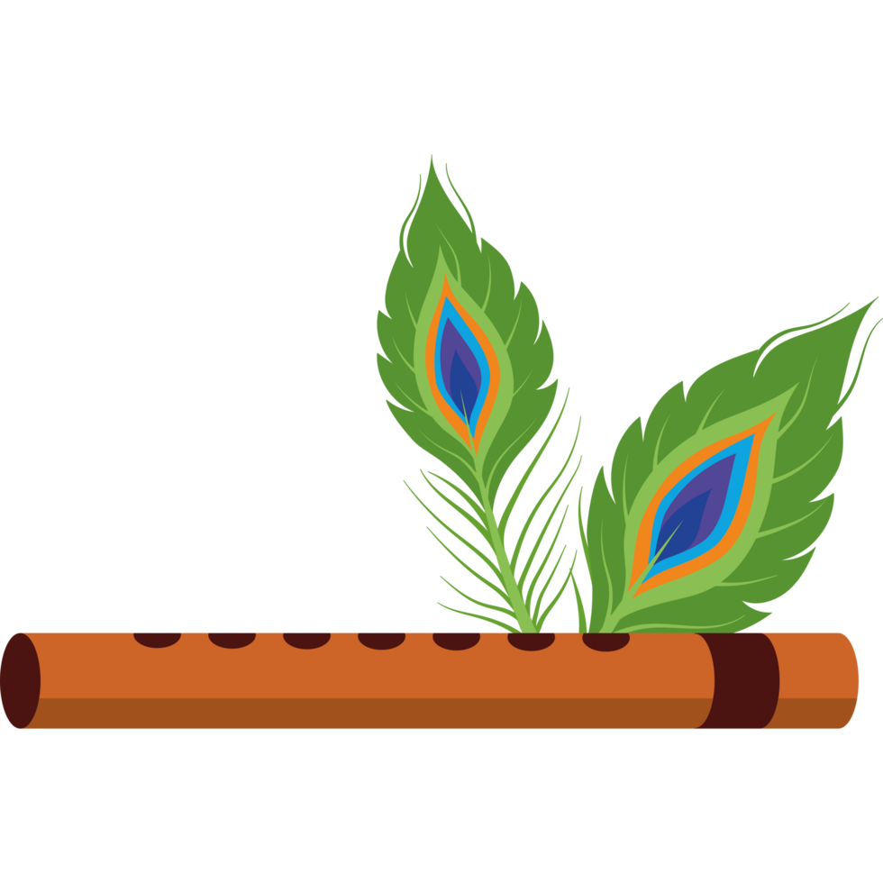 flute with peacock feathers png