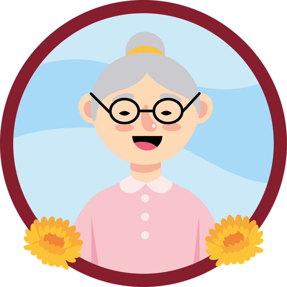 chinese grandma cartoon portrait png