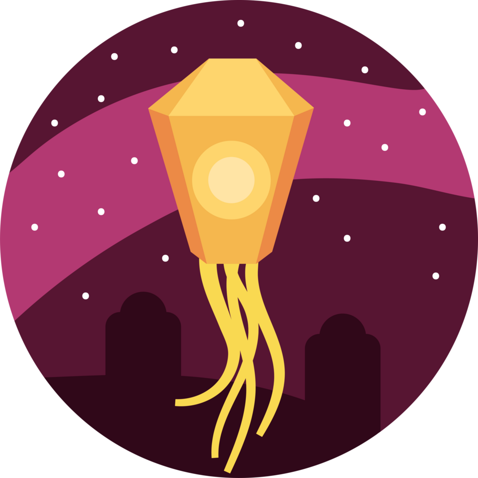 chinese ghost festival with glowing lantern png