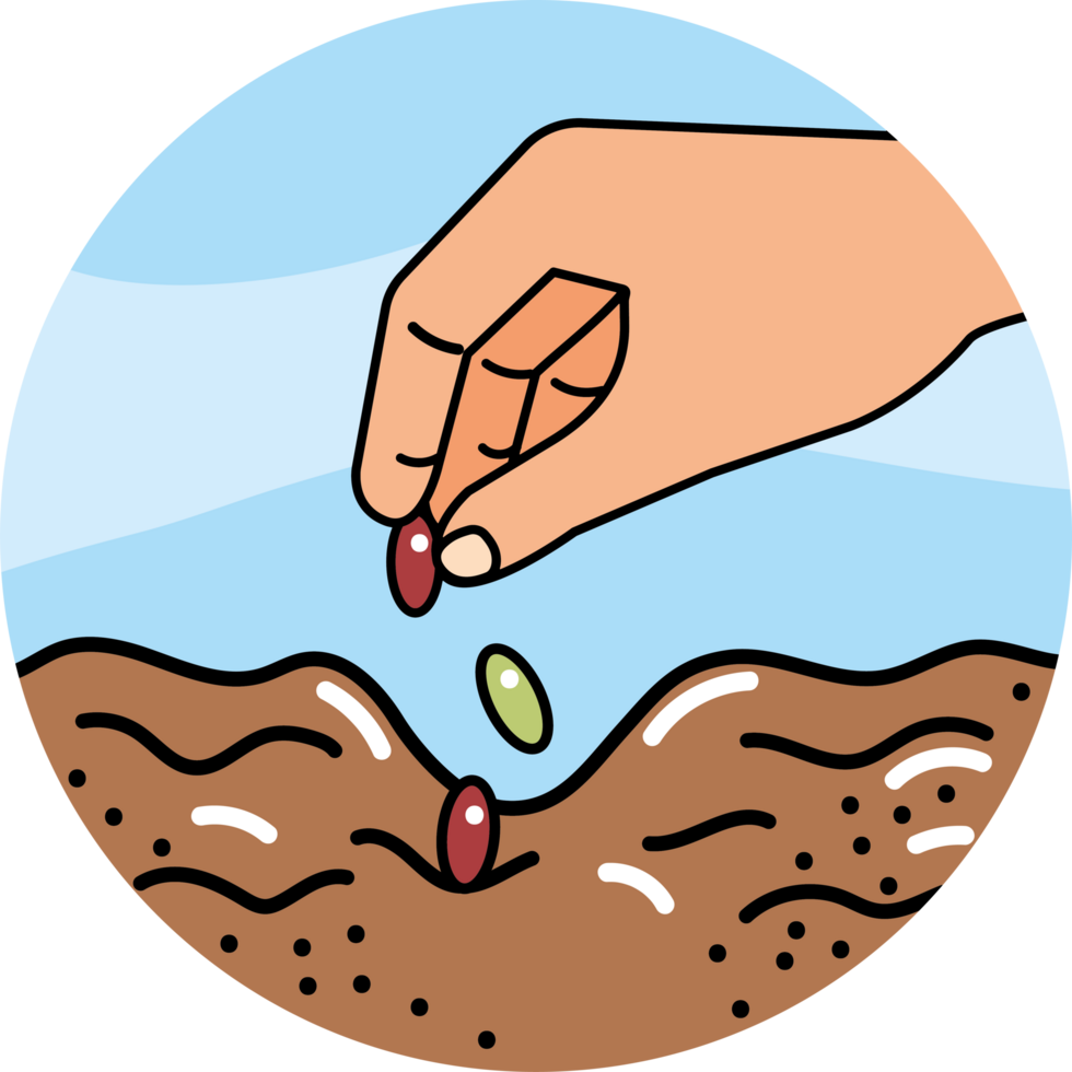 hand sowing seeds in the ground png
