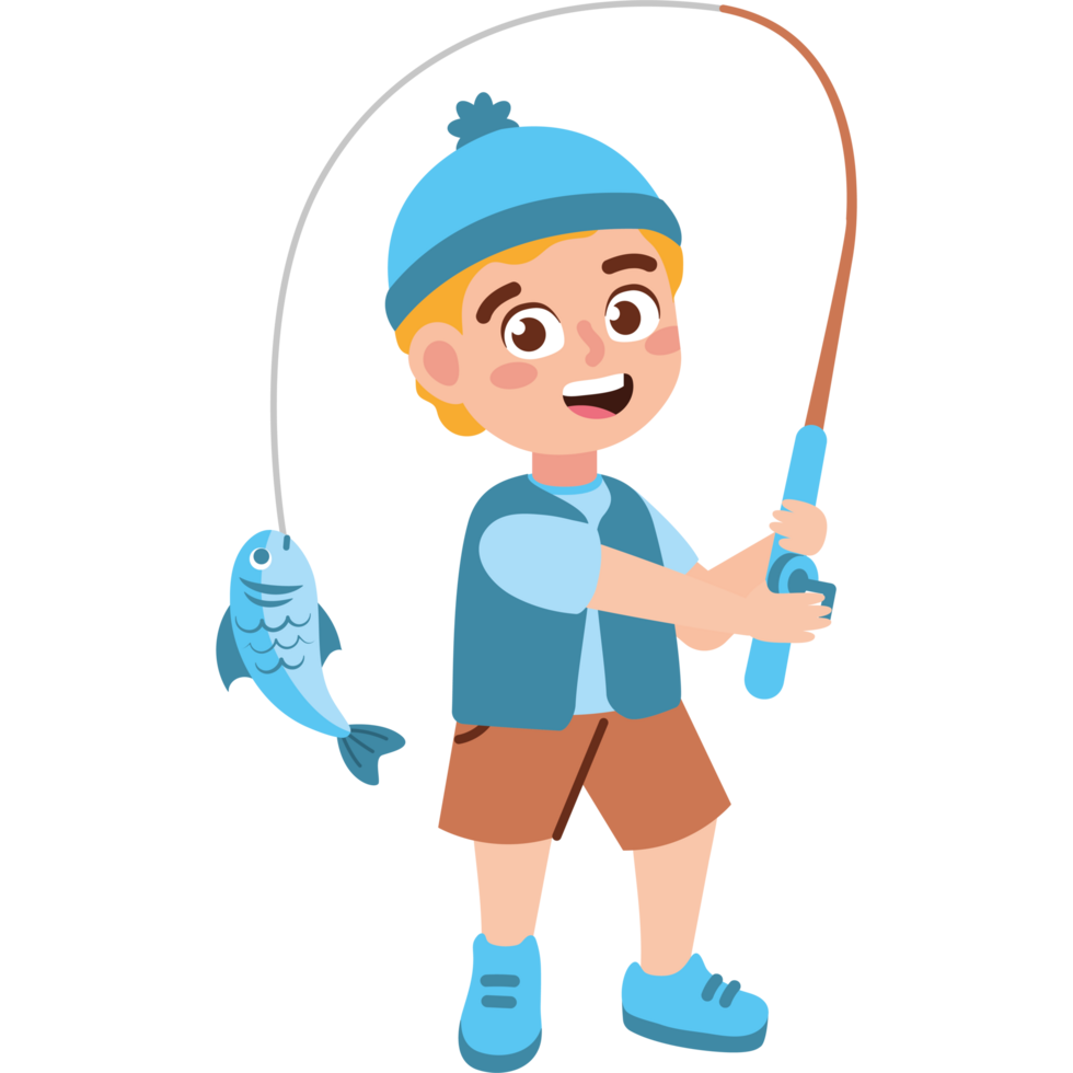 cartoon boy with fish png