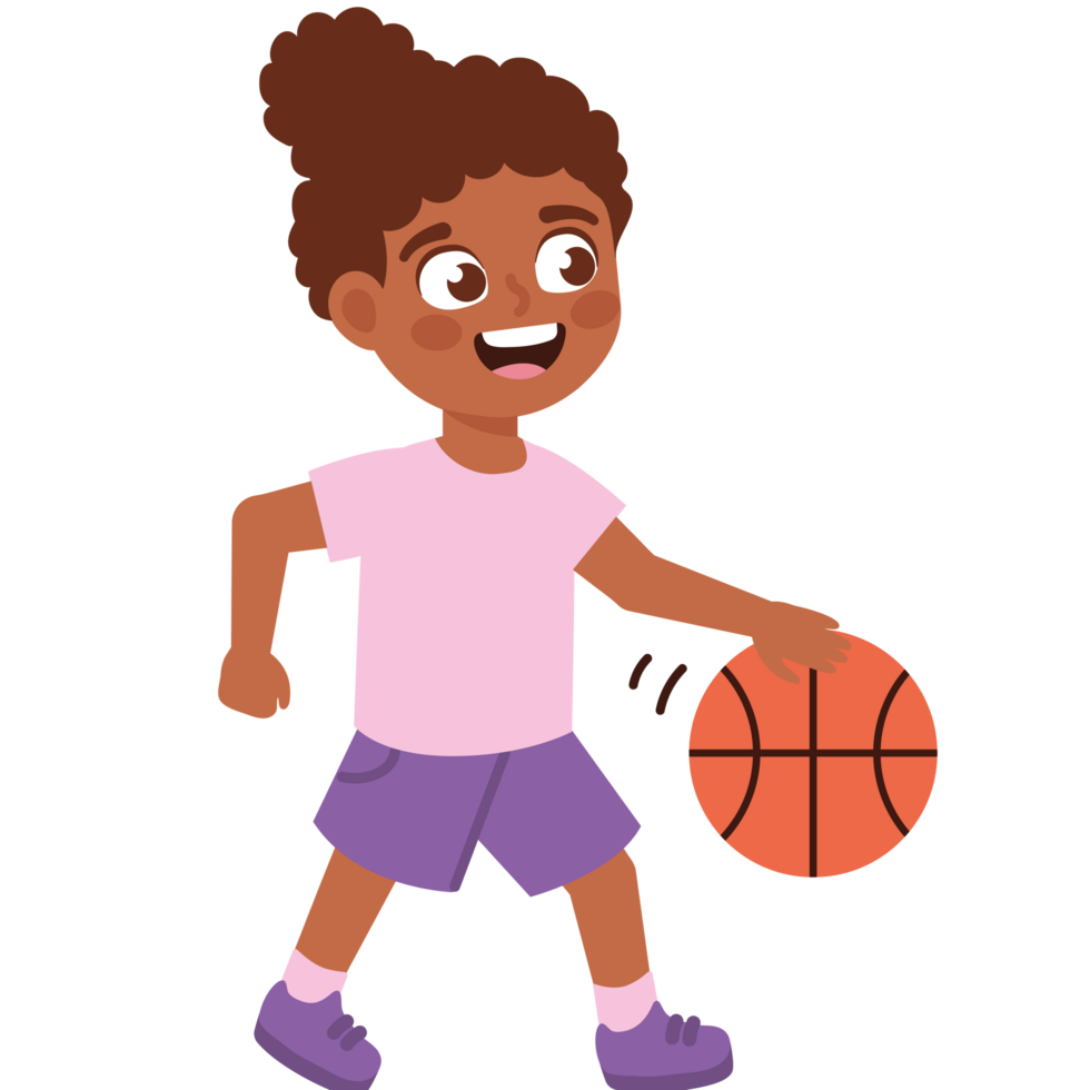 little girl play basketball png