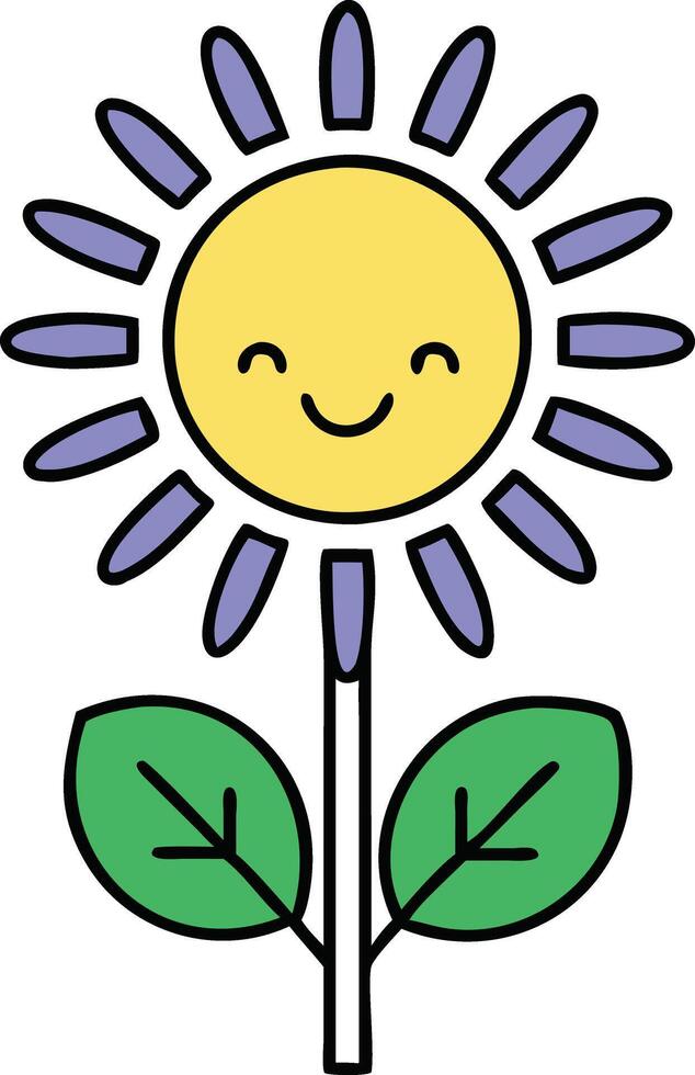 Happy Smiling Sun Flower Cartoon Illustration Design Image vector