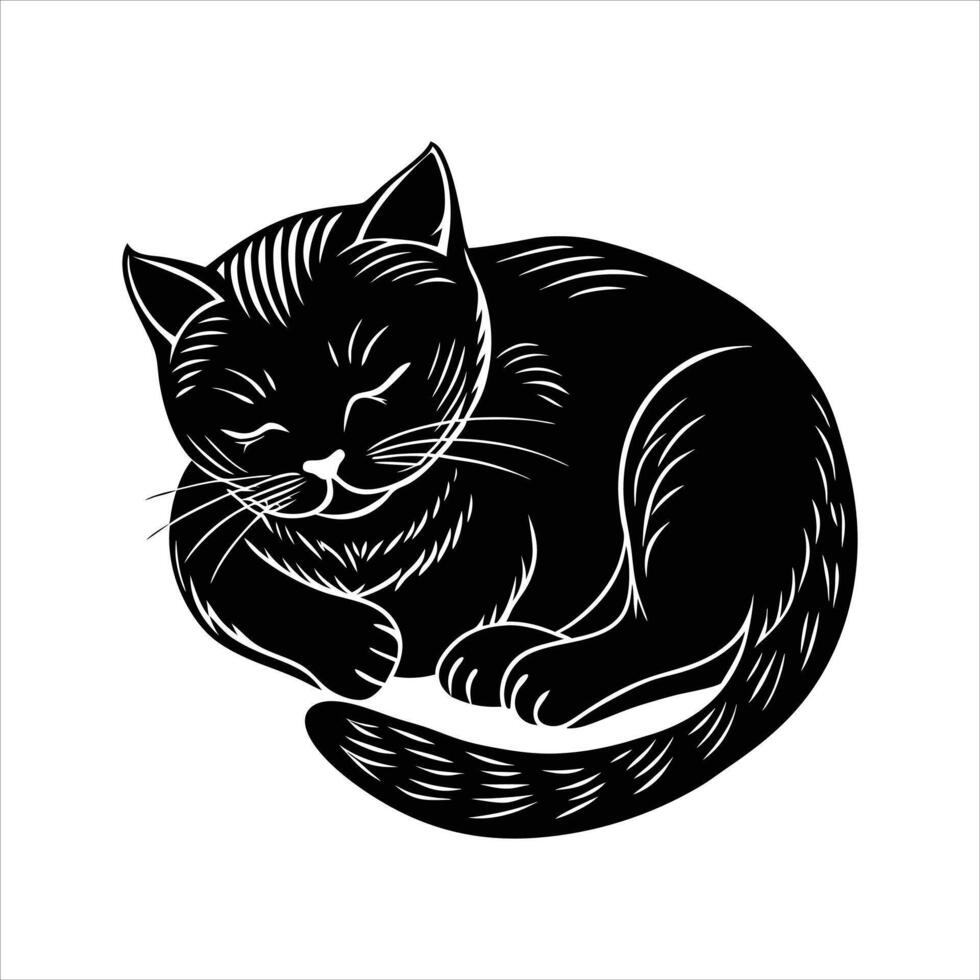 Cat Silhouette Sleep vector