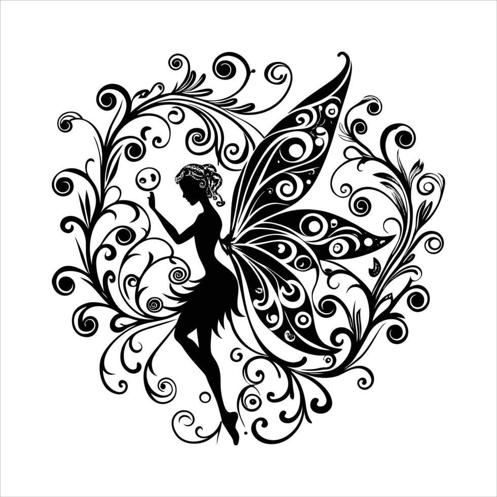 Fantasy Fairy Silhouette vector