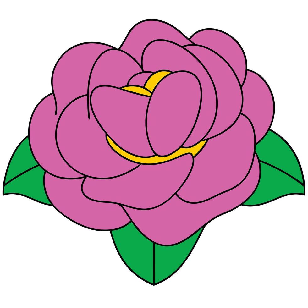 Pink Camellia Flower Blossom Illustration, Simple Design, Floral Art vector