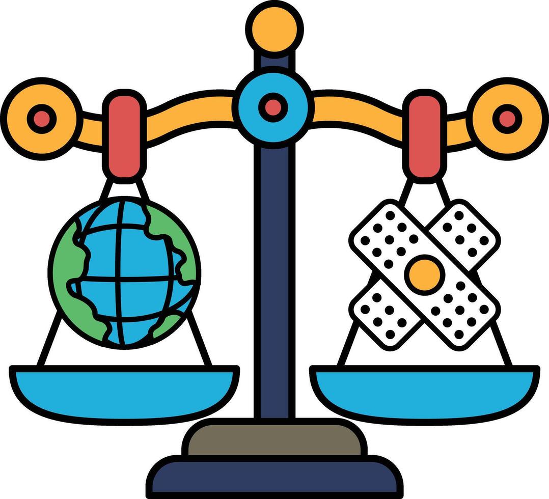 A scale with a globe on one side and a cross on the other vector
