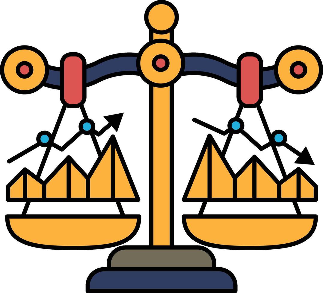 scale with two lines on it one of which is labeled up and the other down vector