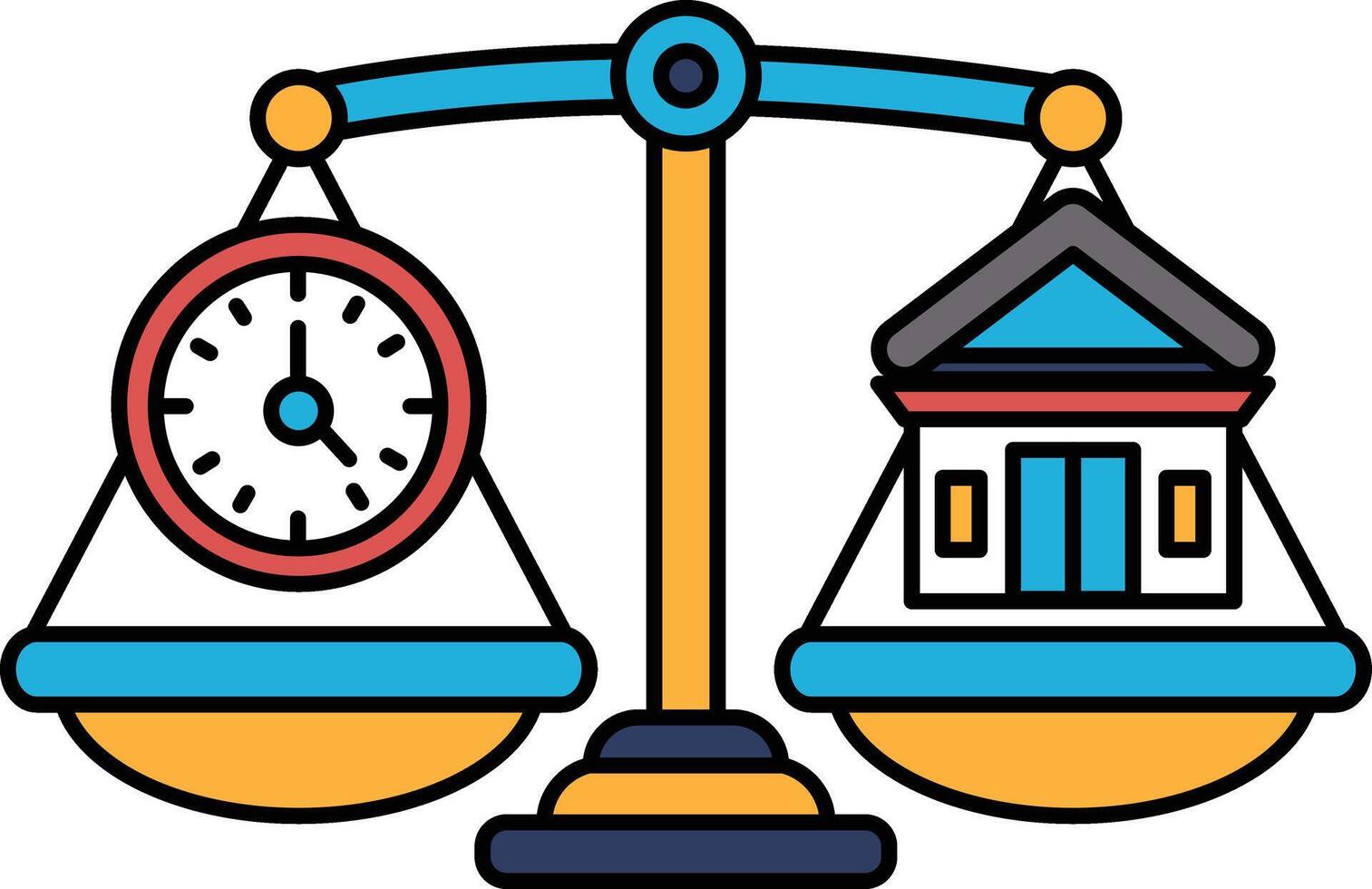 A scale with a clock and a house on it vector