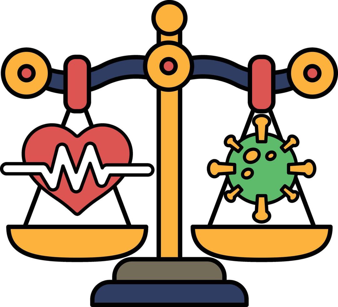A scale with a heart on one side and a virus on the other vector