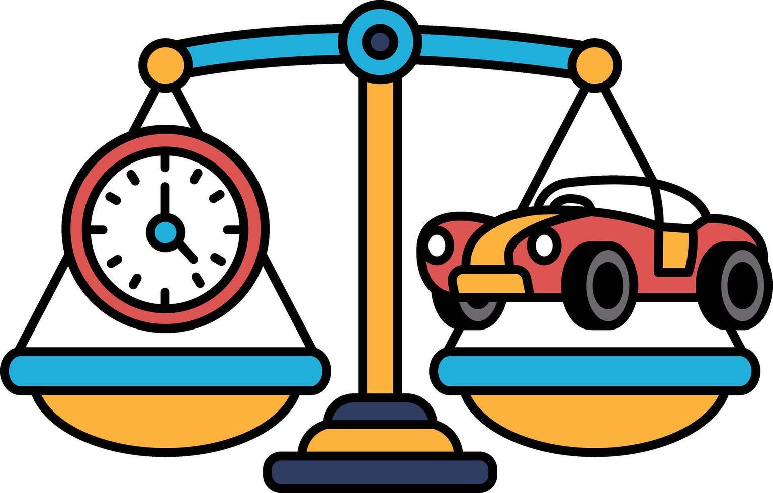 A scale with a clock and a car on it vector