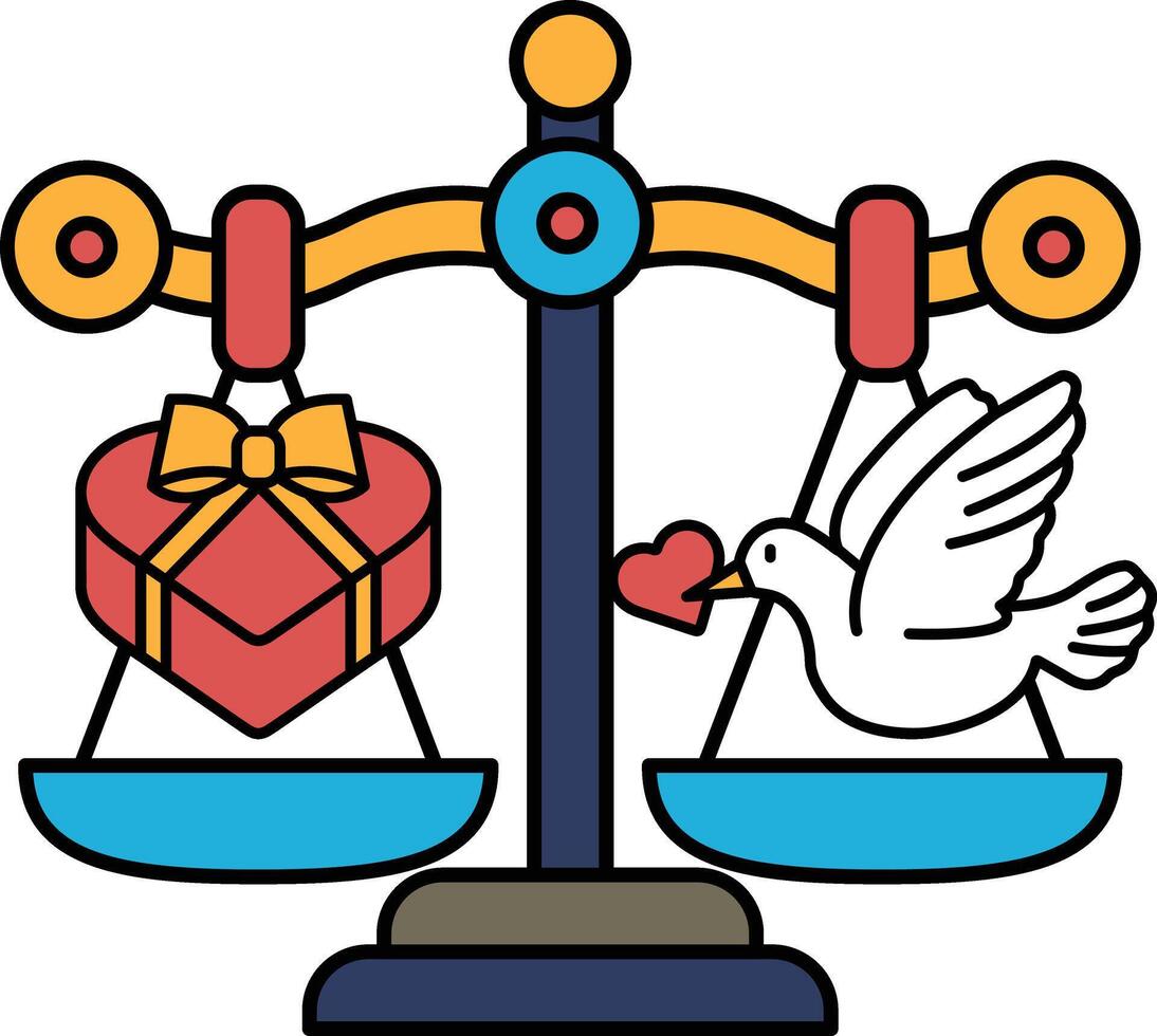 A scale with a heart and a bird on it vector