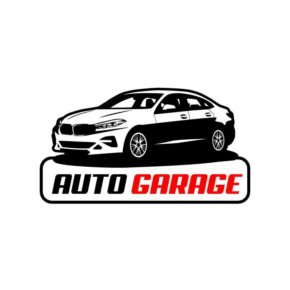auto garage car logo sedan template monochrome vector
