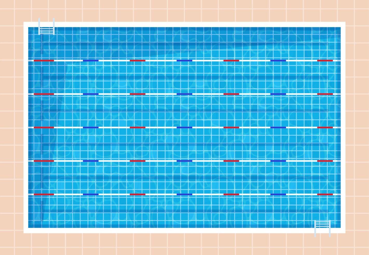 Swimming pool top view. Sport competition swim deep bath lanes top view, training public fitness basin water texture. Indoor, outdoor area for exercising. illustration. vector