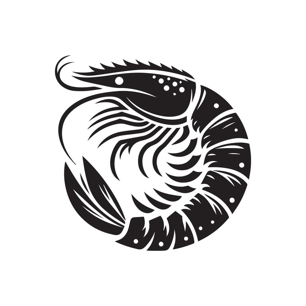 Shrimp fish Silhouette design on a white background vector