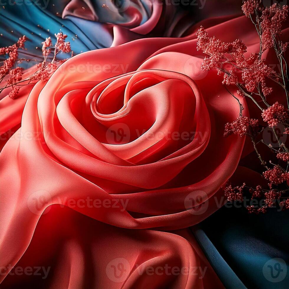 The image showcases a beautifully arranged silky fabric photo