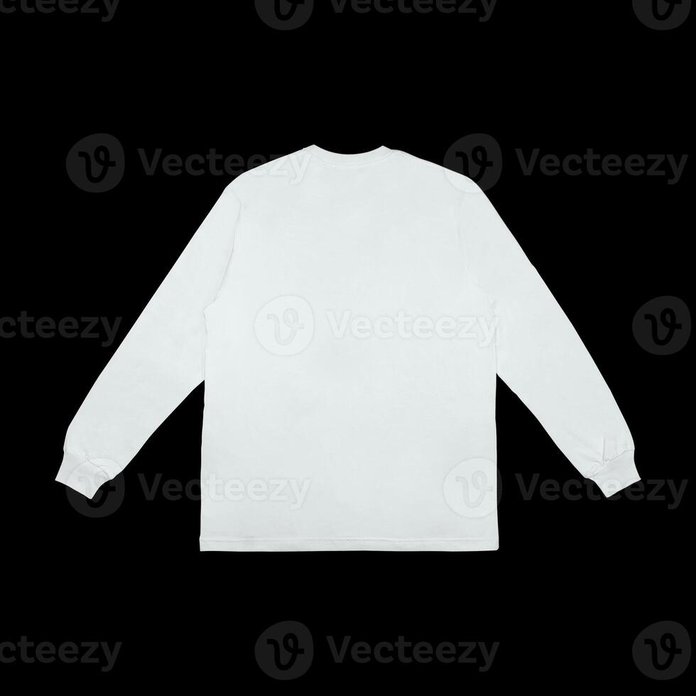 Blank white long sleeve t shirt mockup, front and back view, isolated on clean background with clipping path. Long sleeve flatlay Template for design and print. photo