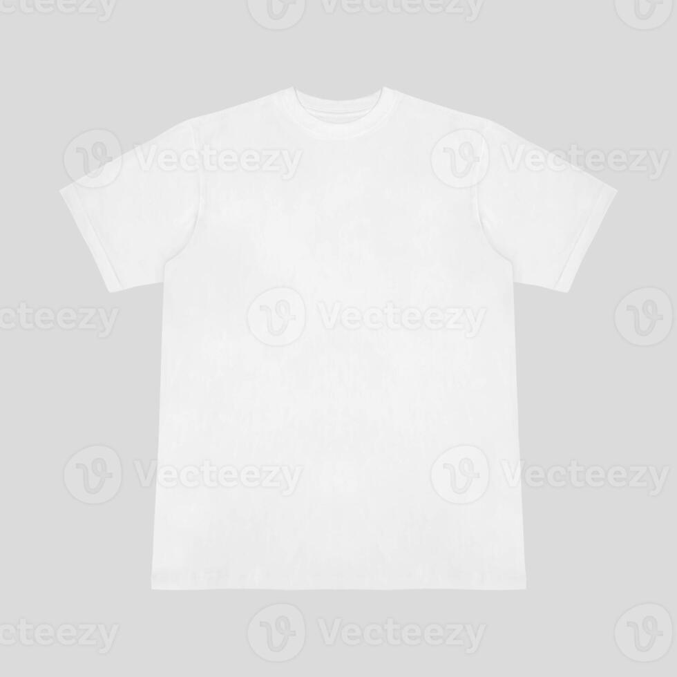 Blank t-shirt white template front and back view on clean background. Short Sleeve mock-up photo