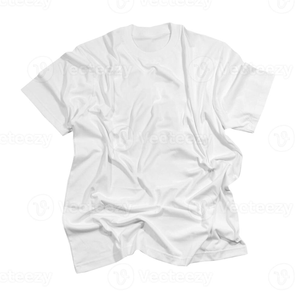 Blank t-shirt white template front and back view on clean background. Short Sleeve mock-up photo
