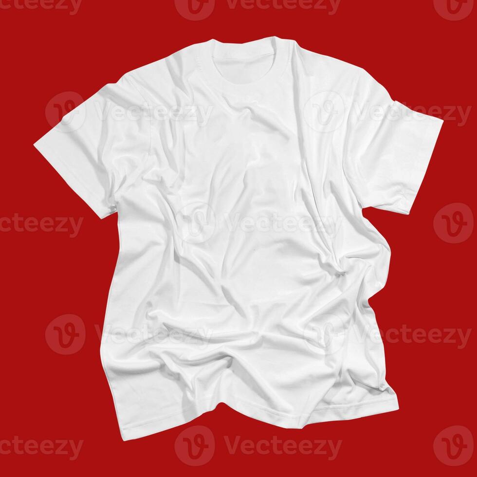 Blank t-shirt white template front and back view on clean background. Short Sleeve mock-up photo
