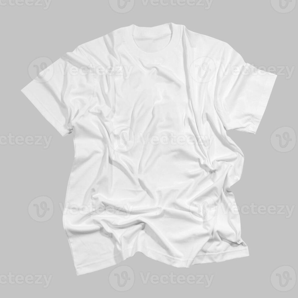 Blank t-shirt white template front and back view on clean background. Short Sleeve mock-up photo