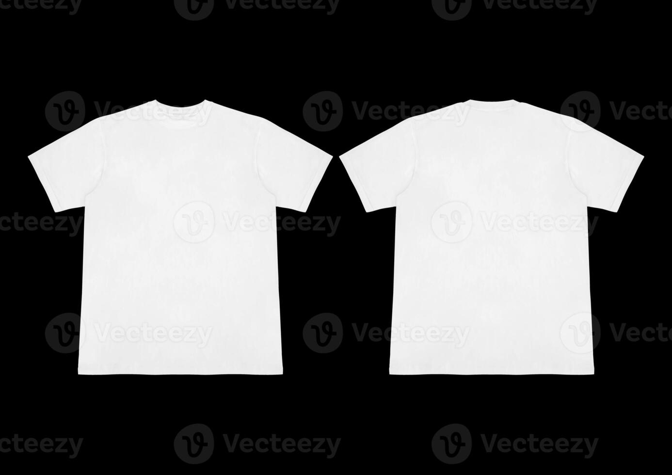 Blank t-shirt white template front and back view on clean background. Short Sleeve mock-up photo