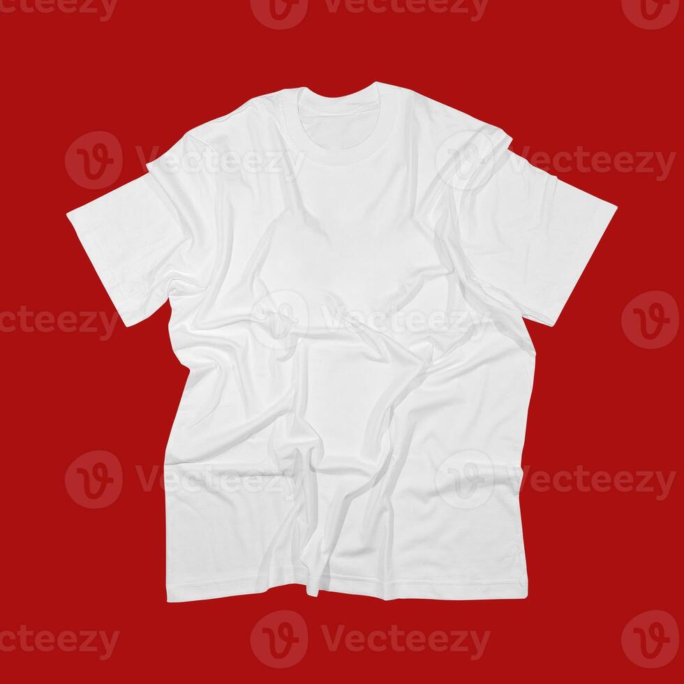 Blank t-shirt white template front and back view on clean background. Short Sleeve mock-up photo
