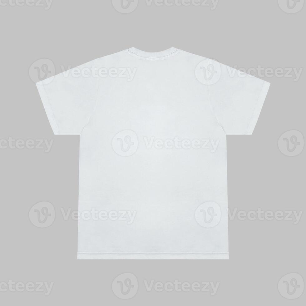 Blank t-shirt white template front and back view on clean background. Short Sleeve mock-up photo