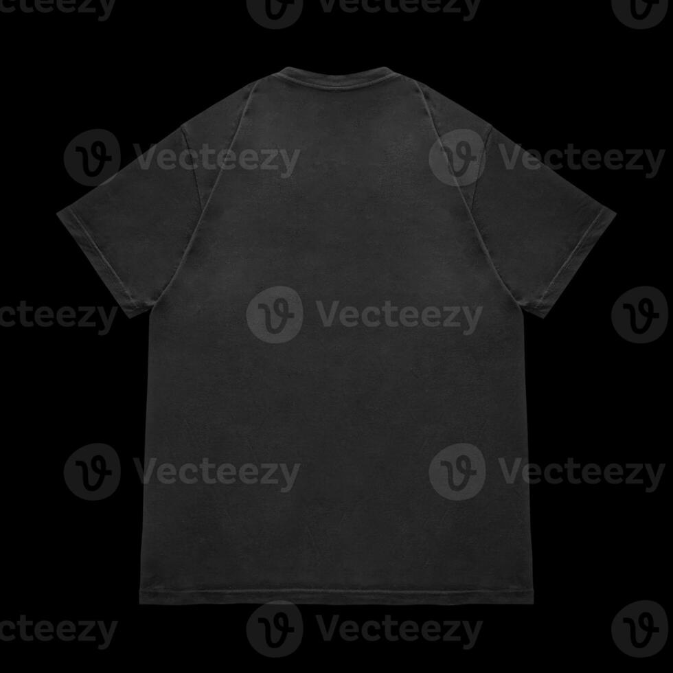 Blank t-shirt black template front and back view on clean background. Short Sleeve mock-up photo