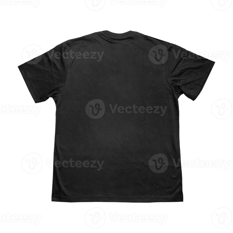 Blank t-shirt black template front and back view on clean background. Short Sleeve mock-up photo