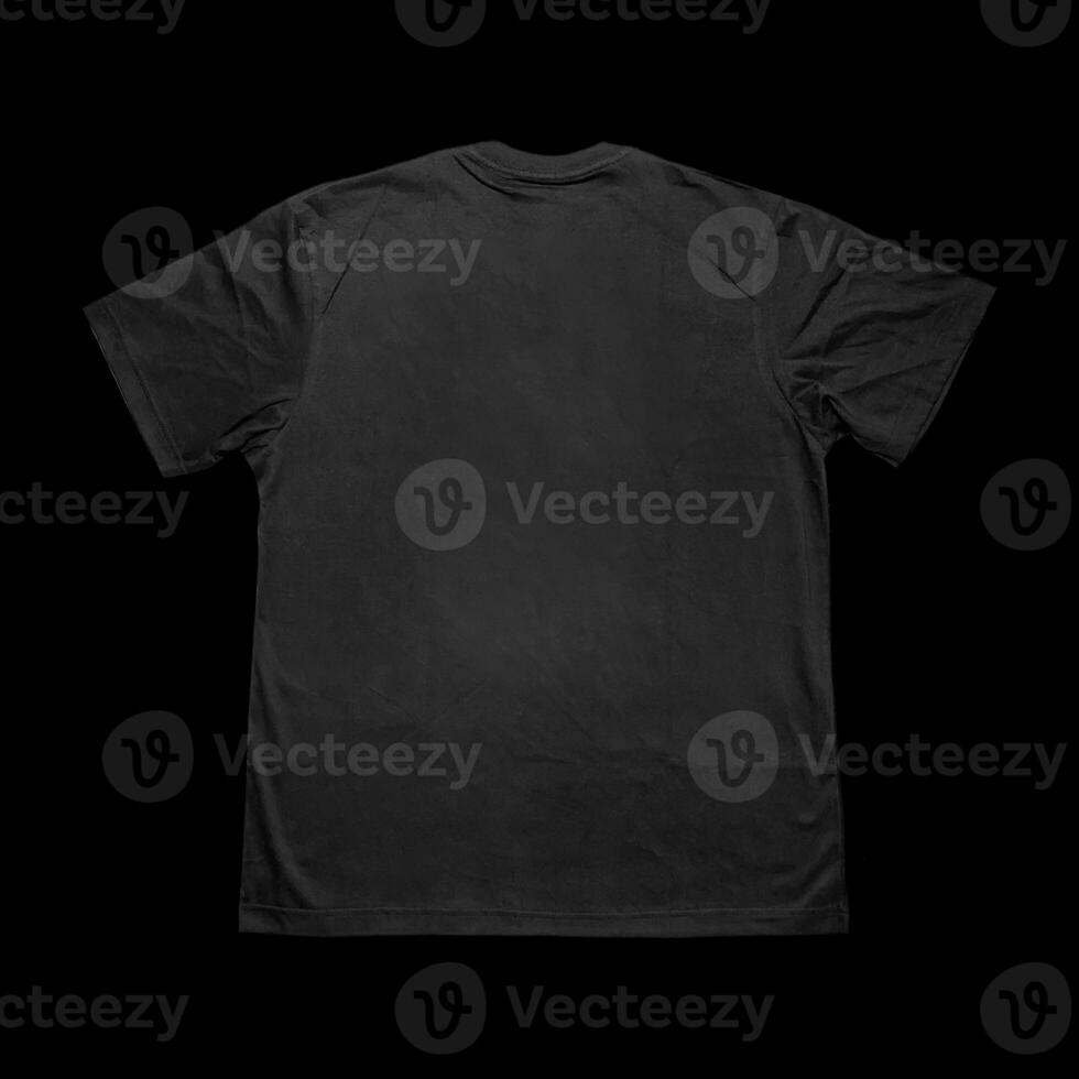 Blank t-shirt black template front and back view on clean background. Short Sleeve mock-up photo