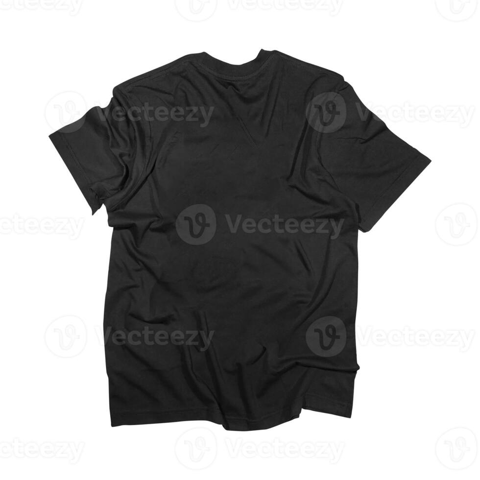 Blank t-shirt black template front and back view on clean background. Short Sleeve mock-up photo