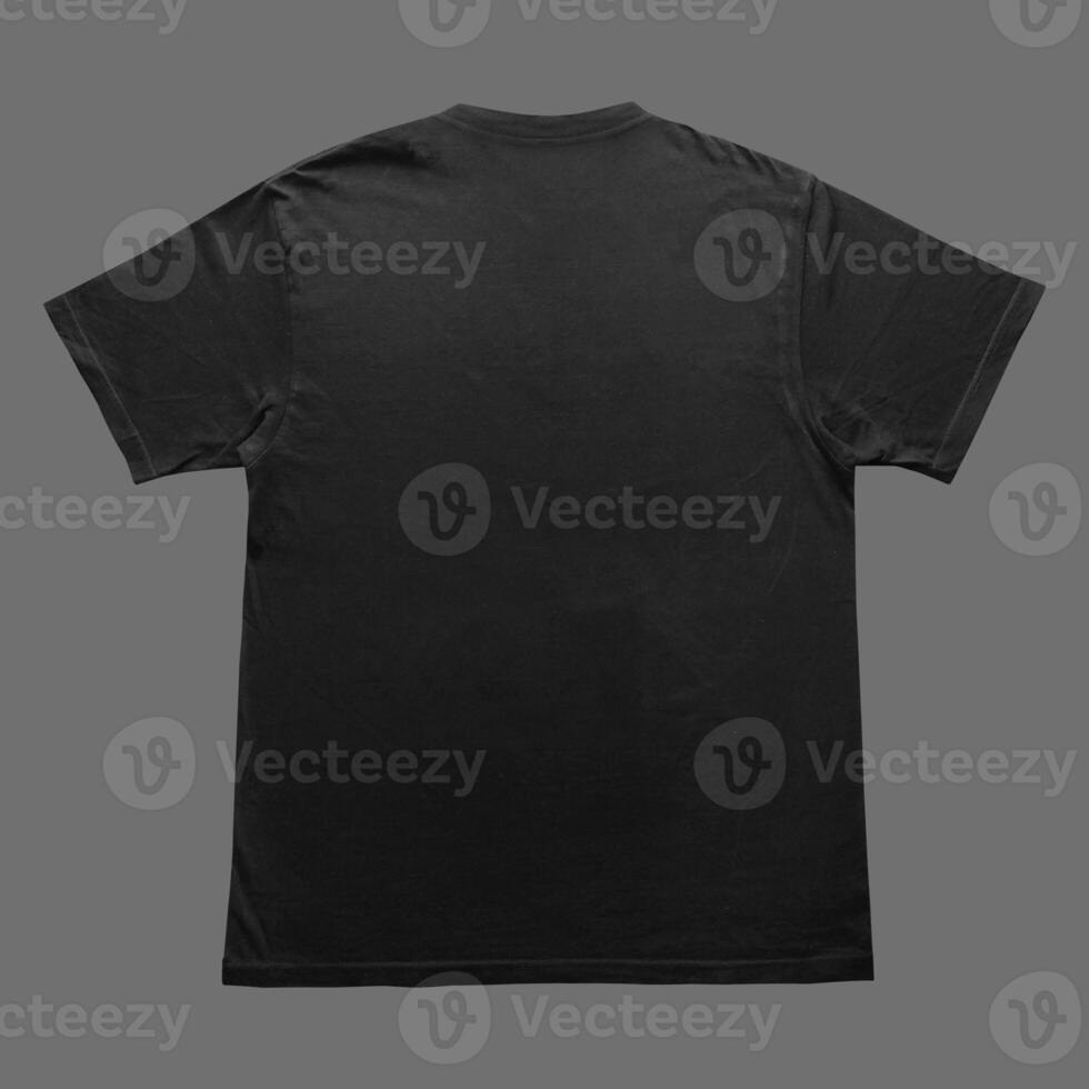Blank t-shirt black template front and back view on clean background. Short Sleeve mock-up photo