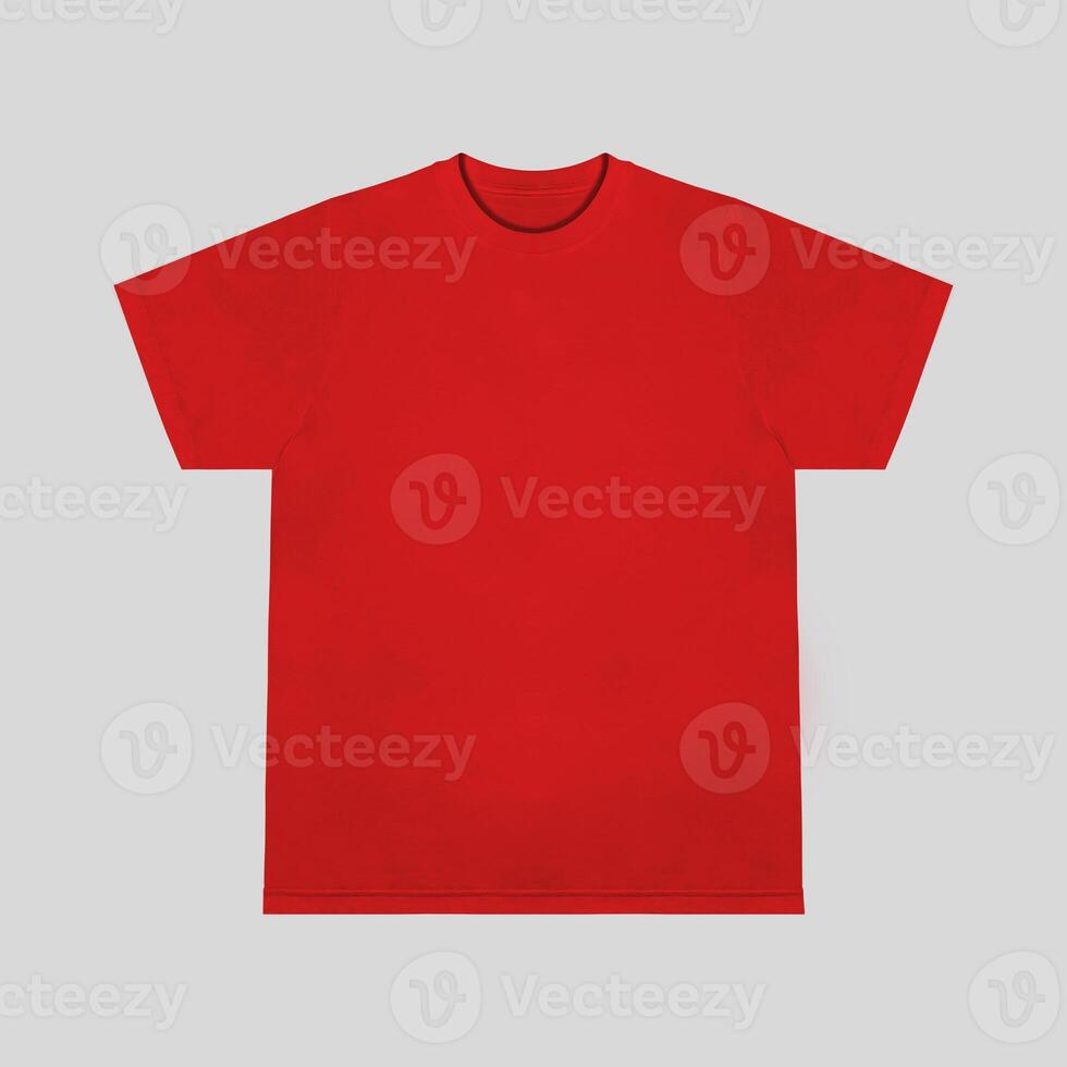 Blank t-shirt red template front and back view. Short Sleeve mock-up photo