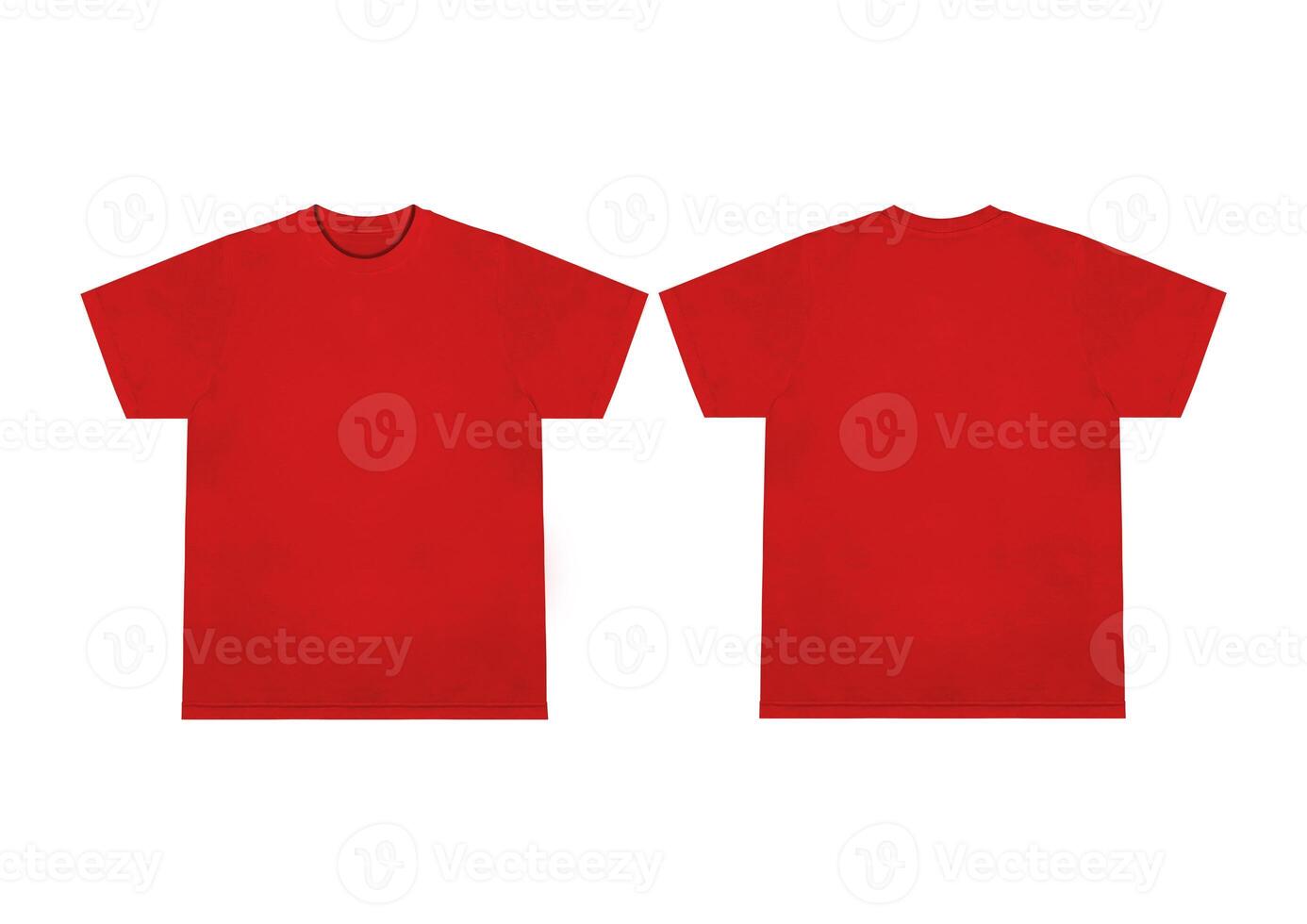 Blank t-shirt red template front and back view. Short Sleeve mock-up photo