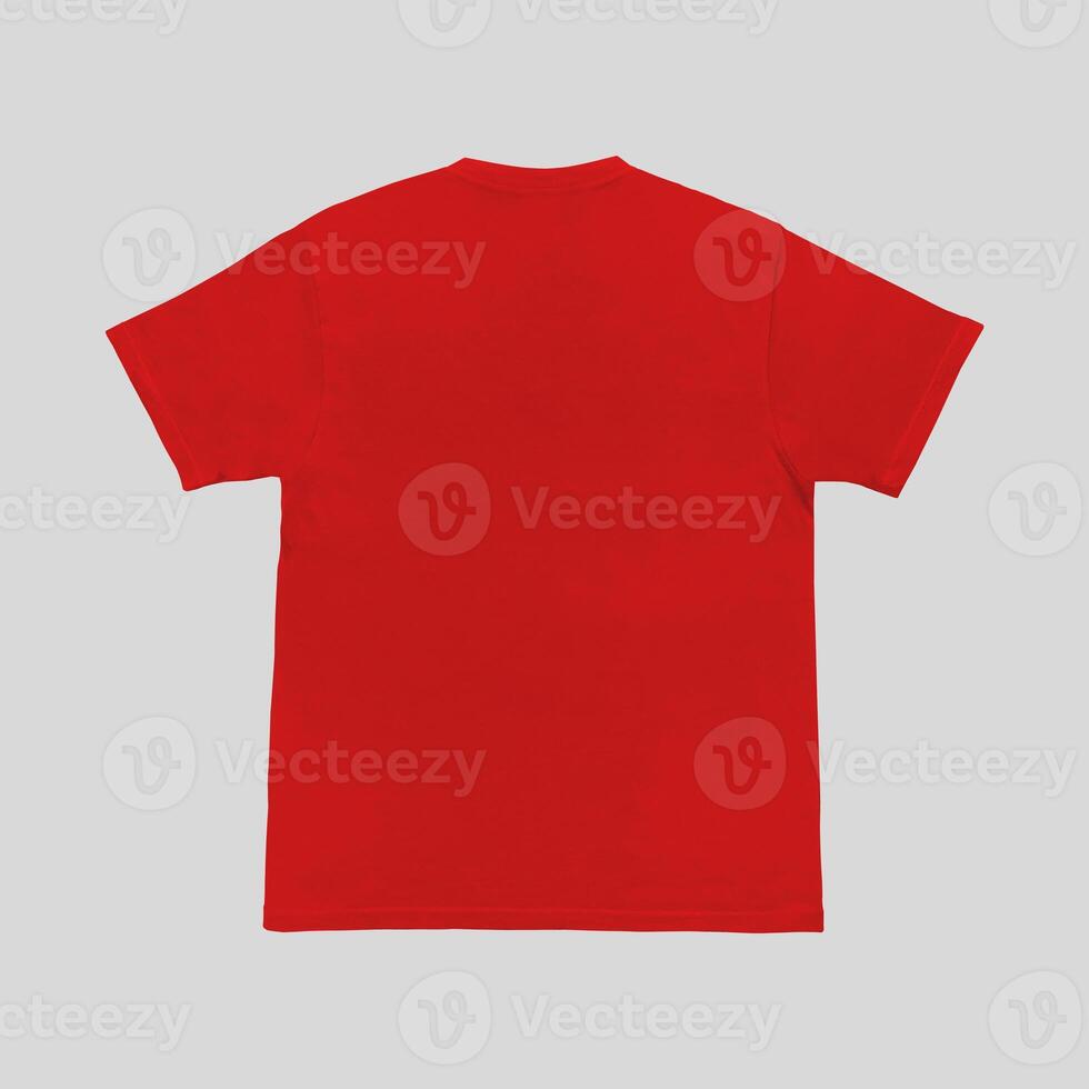 Blank t-shirt red template front and back view. Short Sleeve mock-up photo