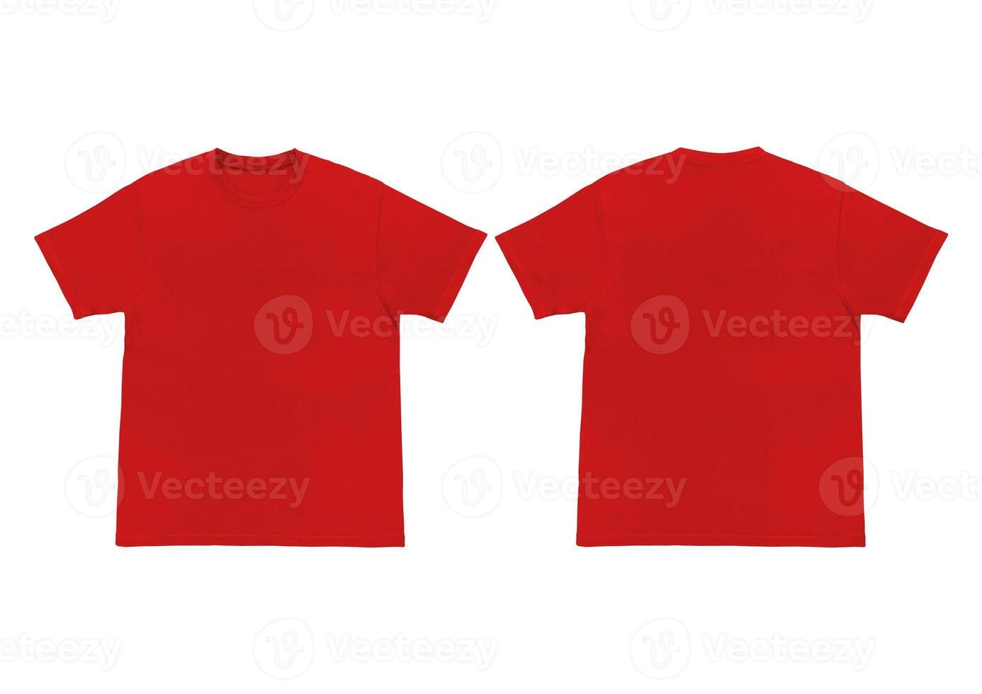 Blank t-shirt red template front and back view. Short Sleeve mock-up photo