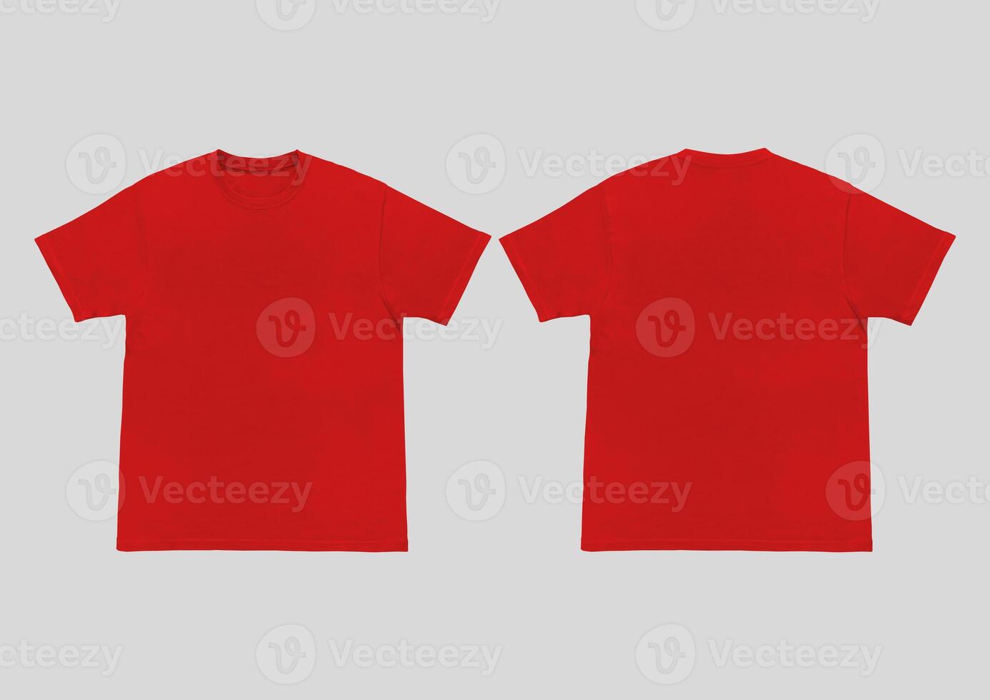 Blank t-shirt red template front and back view. Short Sleeve mock-up photo