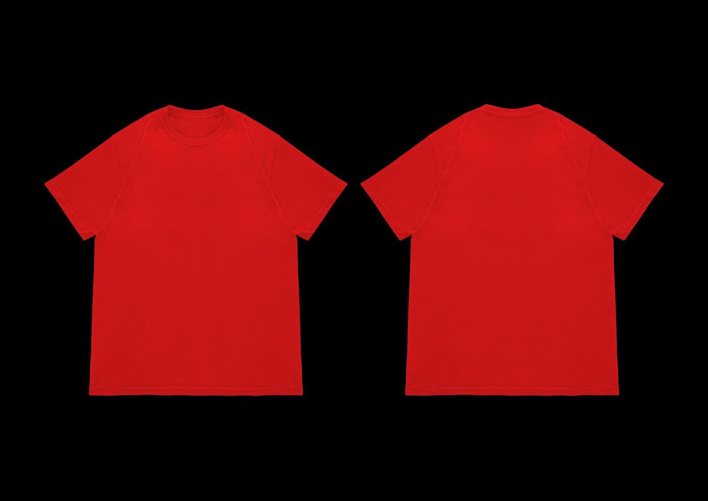 Blank t-shirt red template front and back view. Short Sleeve mock-up photo