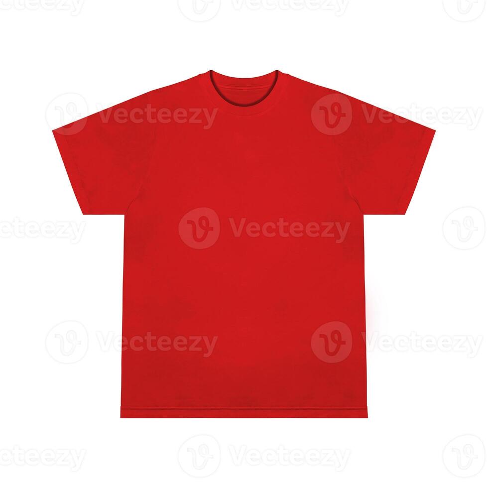 Blank t-shirt red template front and back view. Short Sleeve mock-up photo