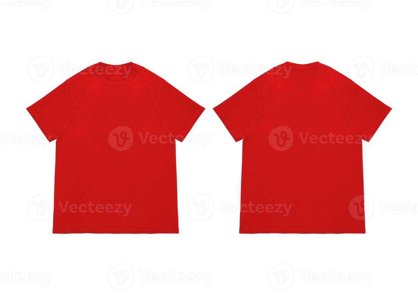 Blank t-shirt red template front and back view. Short Sleeve mock-up photo