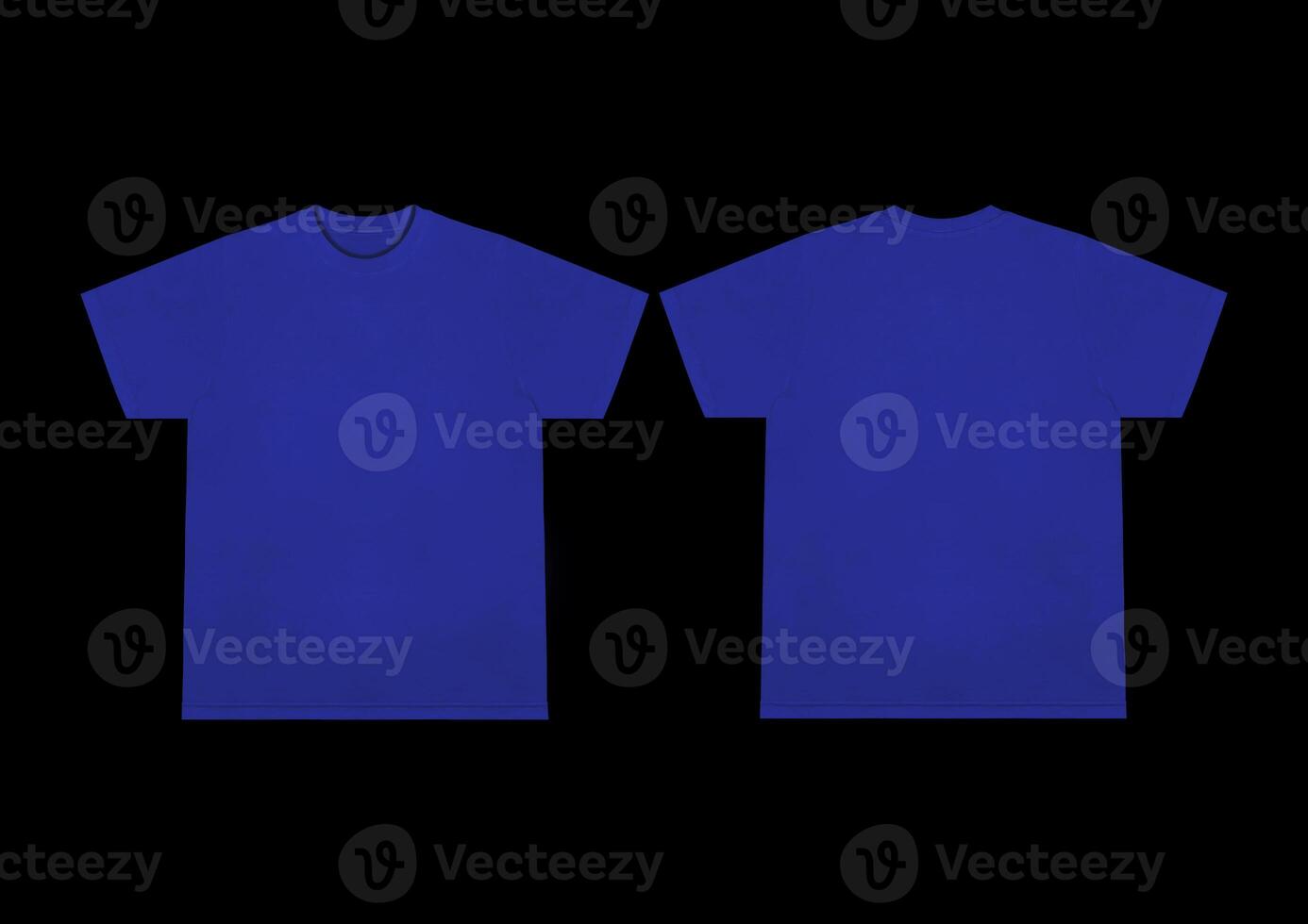 Blank t-shirt blue template front and back view. Short Sleeve mock-up photo