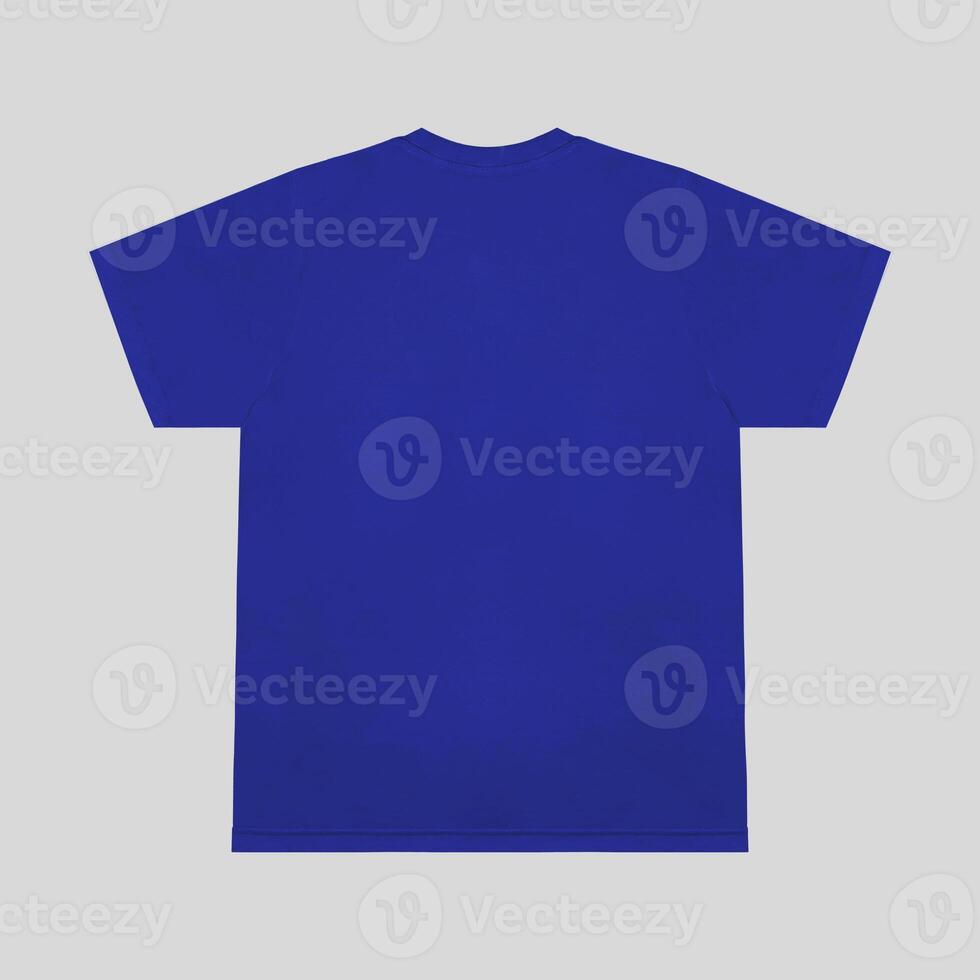 Blank t-shirt blue template front and back view. Short Sleeve mock-up photo
