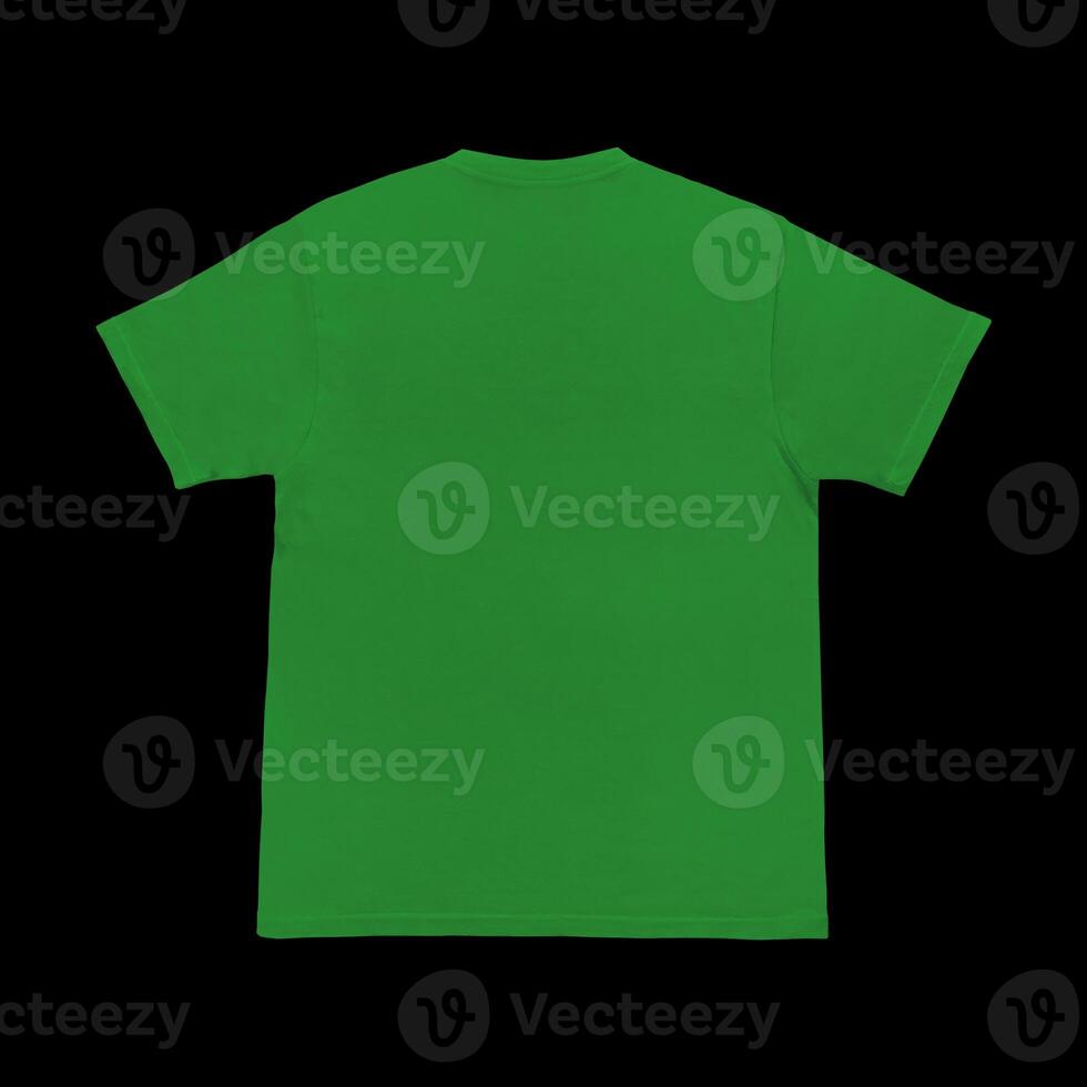 Blank t-shirt green template front and back view. Short Sleeve mock-up photo
