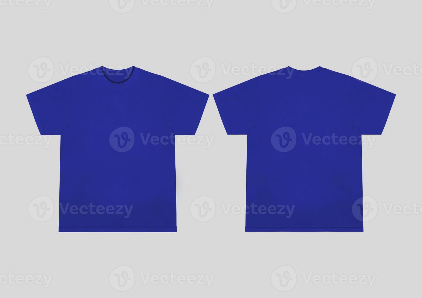 Blank t-shirt blue template front and back view. Short Sleeve mock-up photo