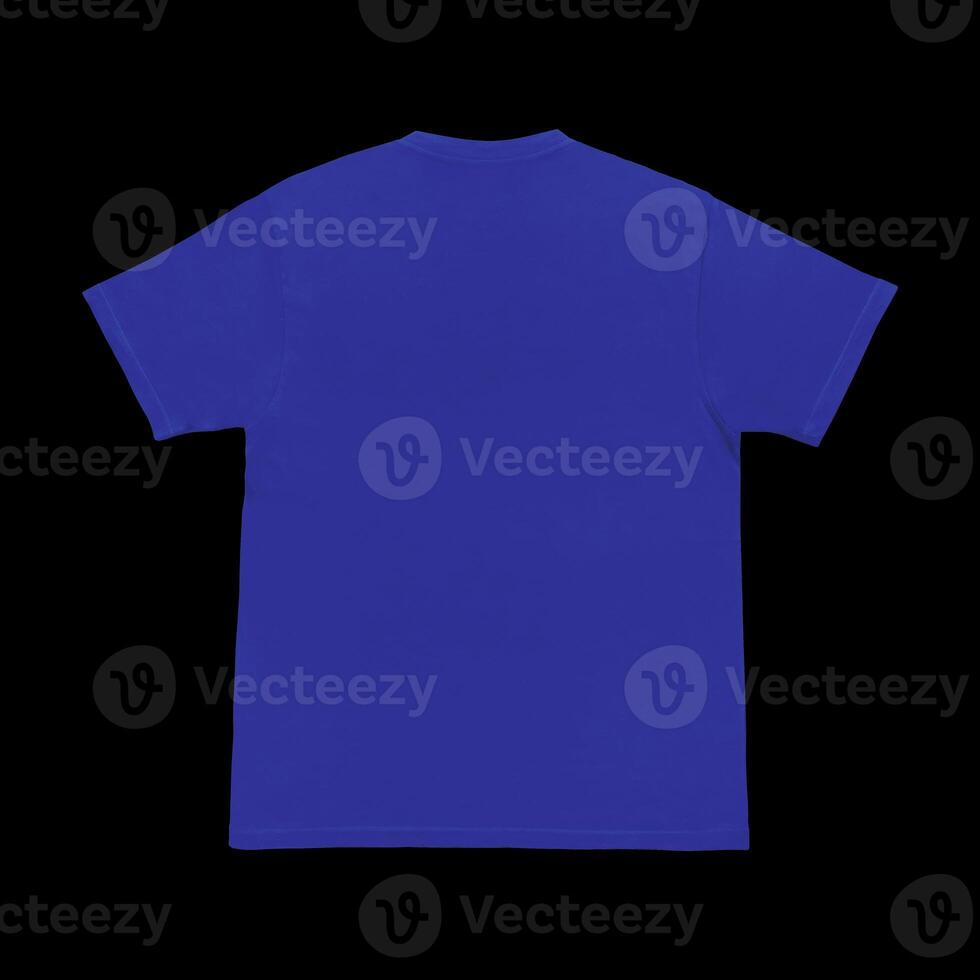 Blank t-shirt blue template front and back view. Short Sleeve mock-up photo