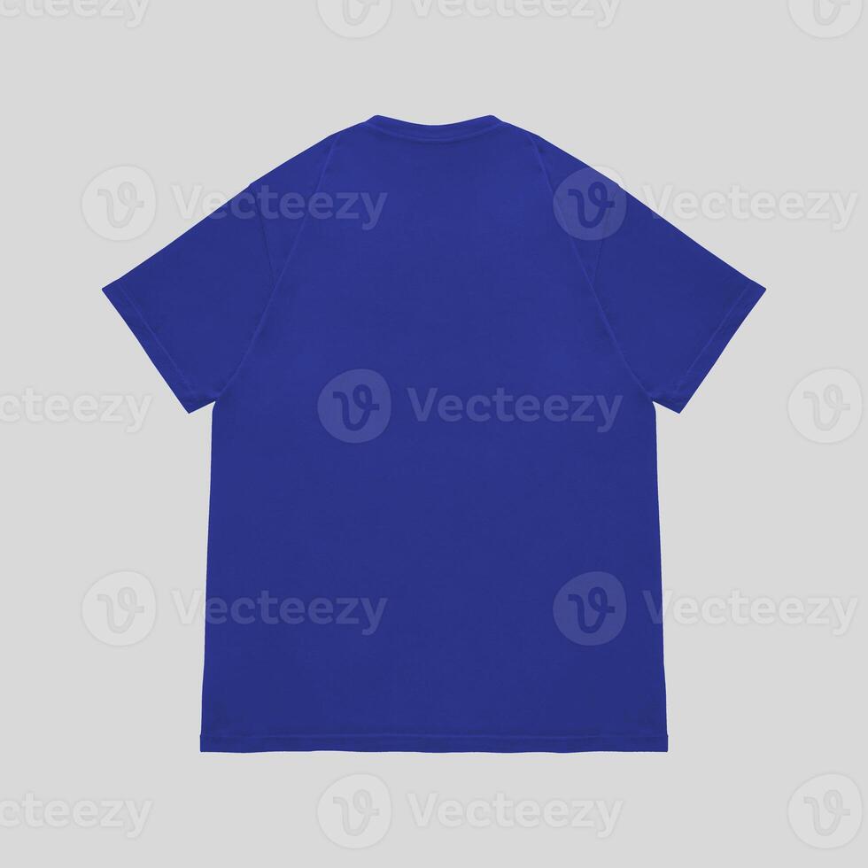 Blank t-shirt blue template front and back view. Short Sleeve mock-up photo