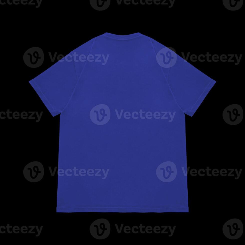 Blank t-shirt blue template front and back view. Short Sleeve mock-up photo
