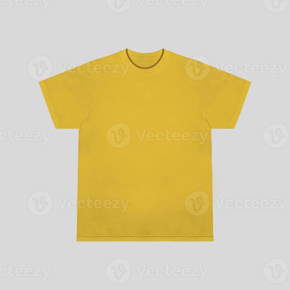 Blank t-shirt yellow template front and back view. Short Sleeve mock-up photo